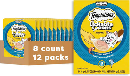 Temptations Lickable Spoons, Soft Lickable Cat Treats, Adult Wet Cat Treats, Savory Salmon and Tempting Tuna Flavor, 4 Spoons, Pack of 12 (48 Total) - Image 14