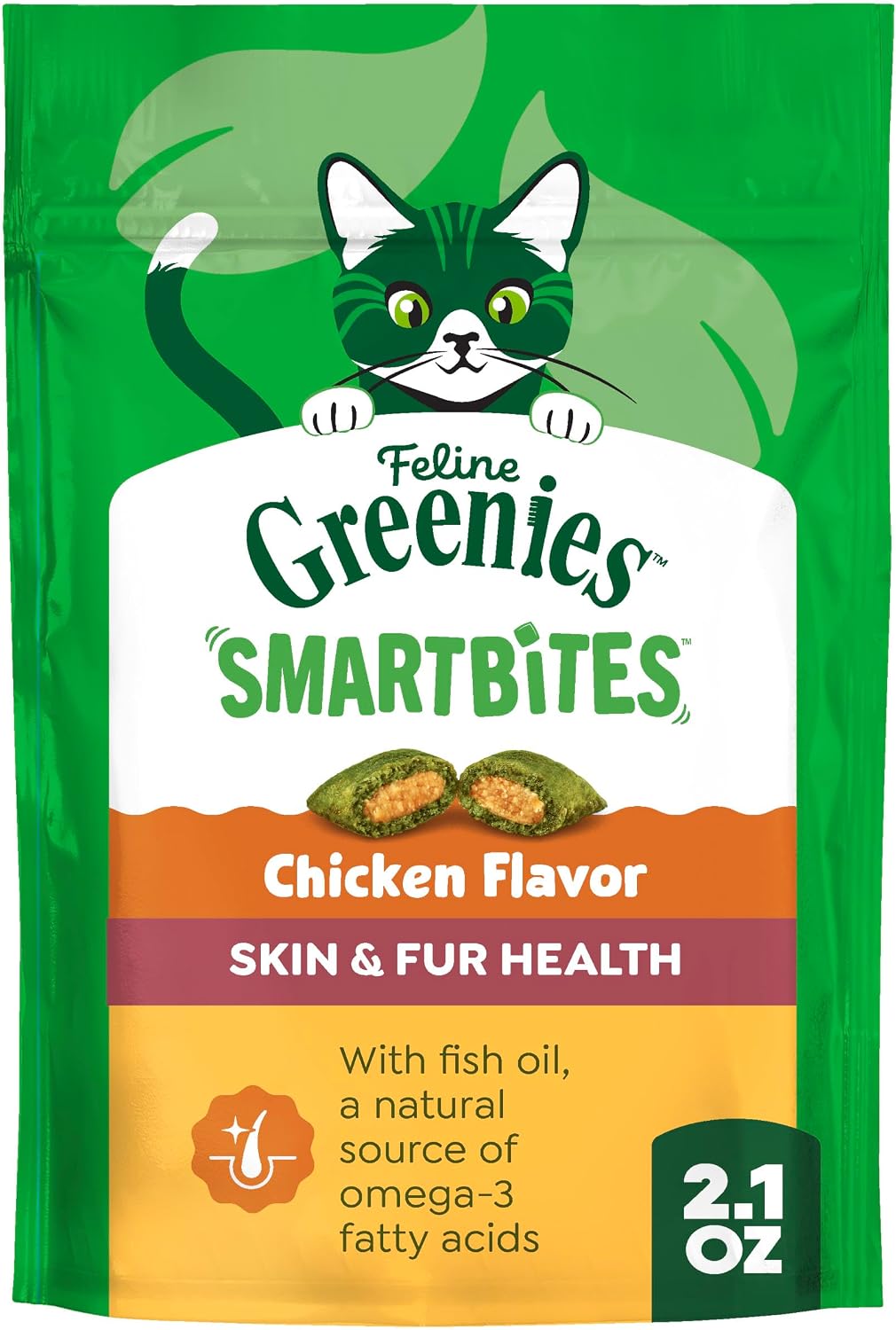 Greenies Cat Treats, Feline Smartbites, Skin & Fur Health, Crunchy and Soft Cat Treats, Salmon Flavor, 16 oz. Tub - Image 12