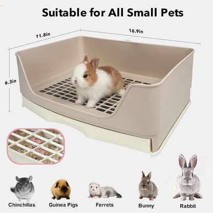 Small animal litter box with removable cleaning grate