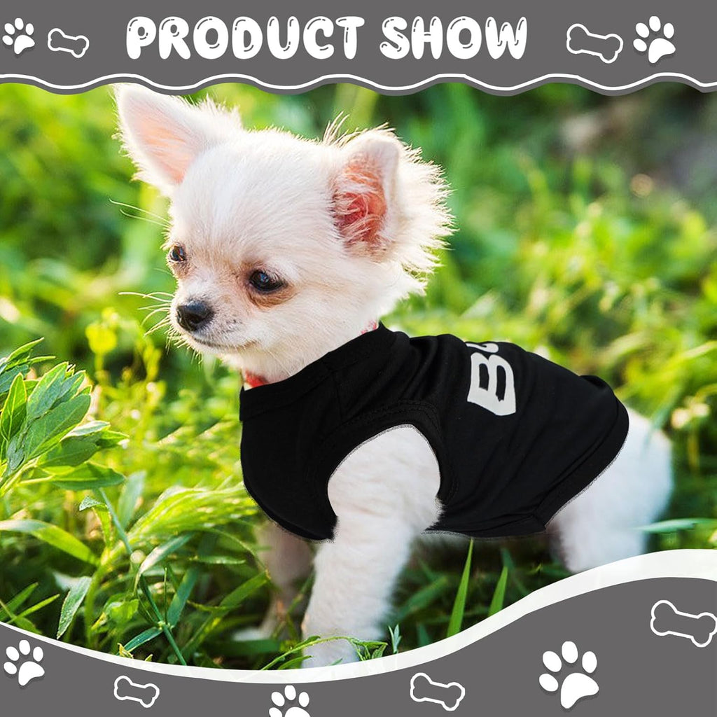 Extra extra small dog t-shirts pack of four black outfits for Chihuahuas.