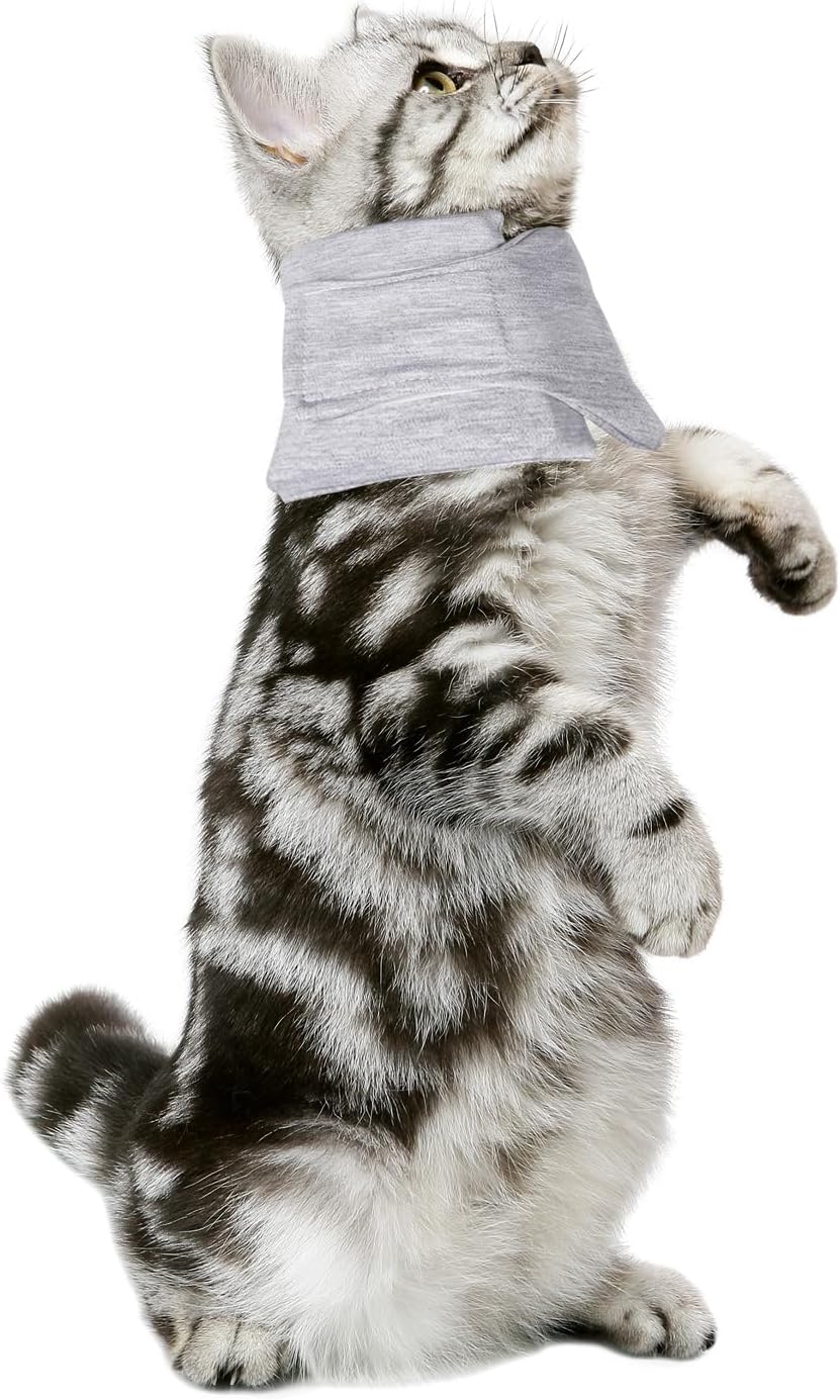 JoyHuaTrade anti scratch cat neck brace showing adjustable fastener strap