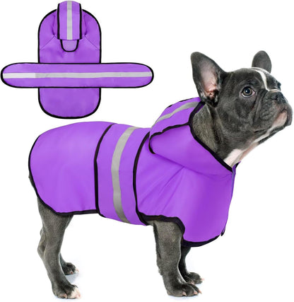 Back view of Paiaite dog rain jacket showing full body coverage.