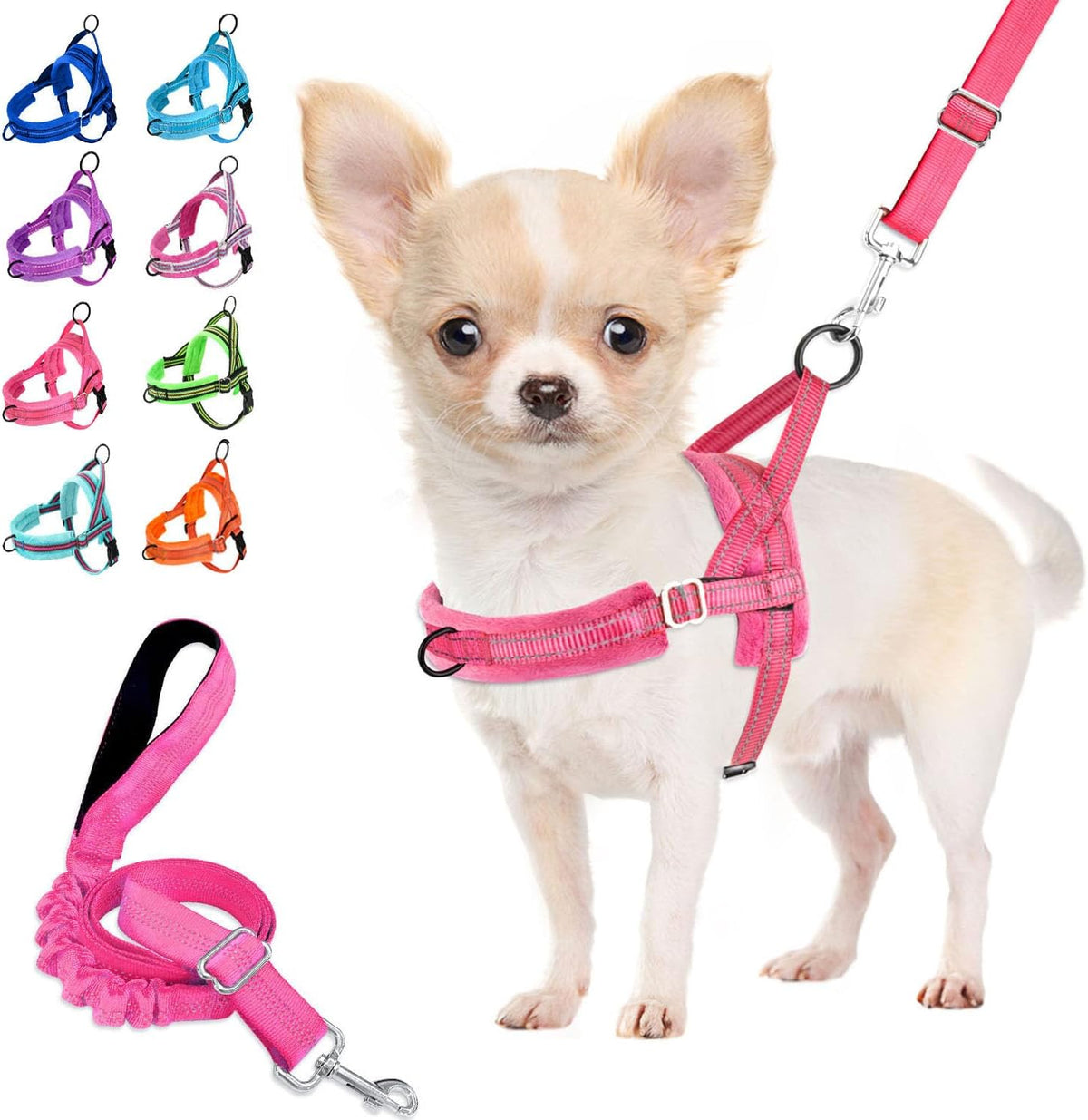 Lukovee No Pull Dog Harness and Leash Set, Soft Padded Small Dog Harness, Neck & Chest Adjustable Reflective Vest Puppy Harness with 4ft Lightweight Anti-Twist Dog Leash for Small Dogs (XS, Blue) - Image 14