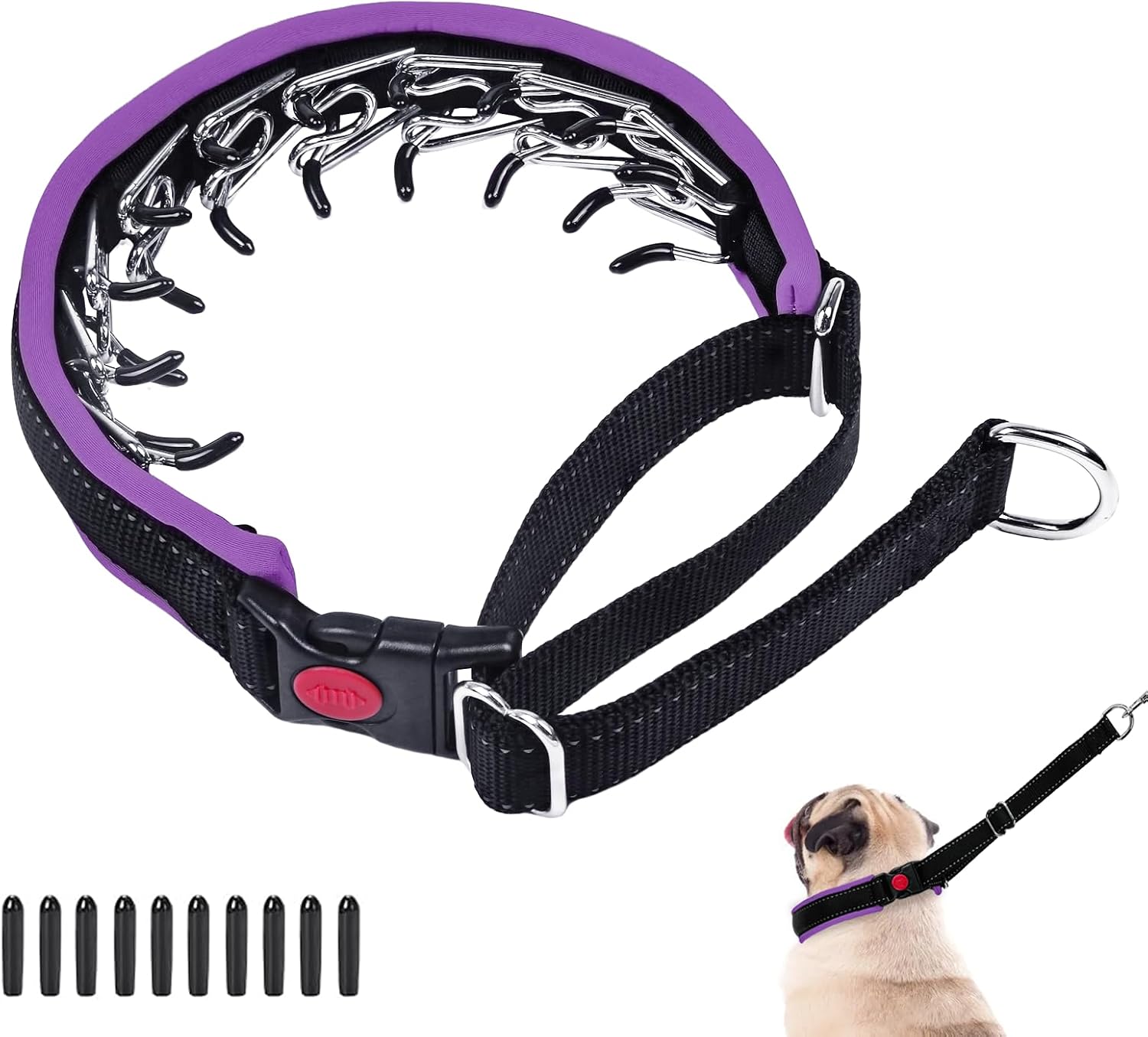 Monstoyo martingale no pull dog collar purple medium front view
