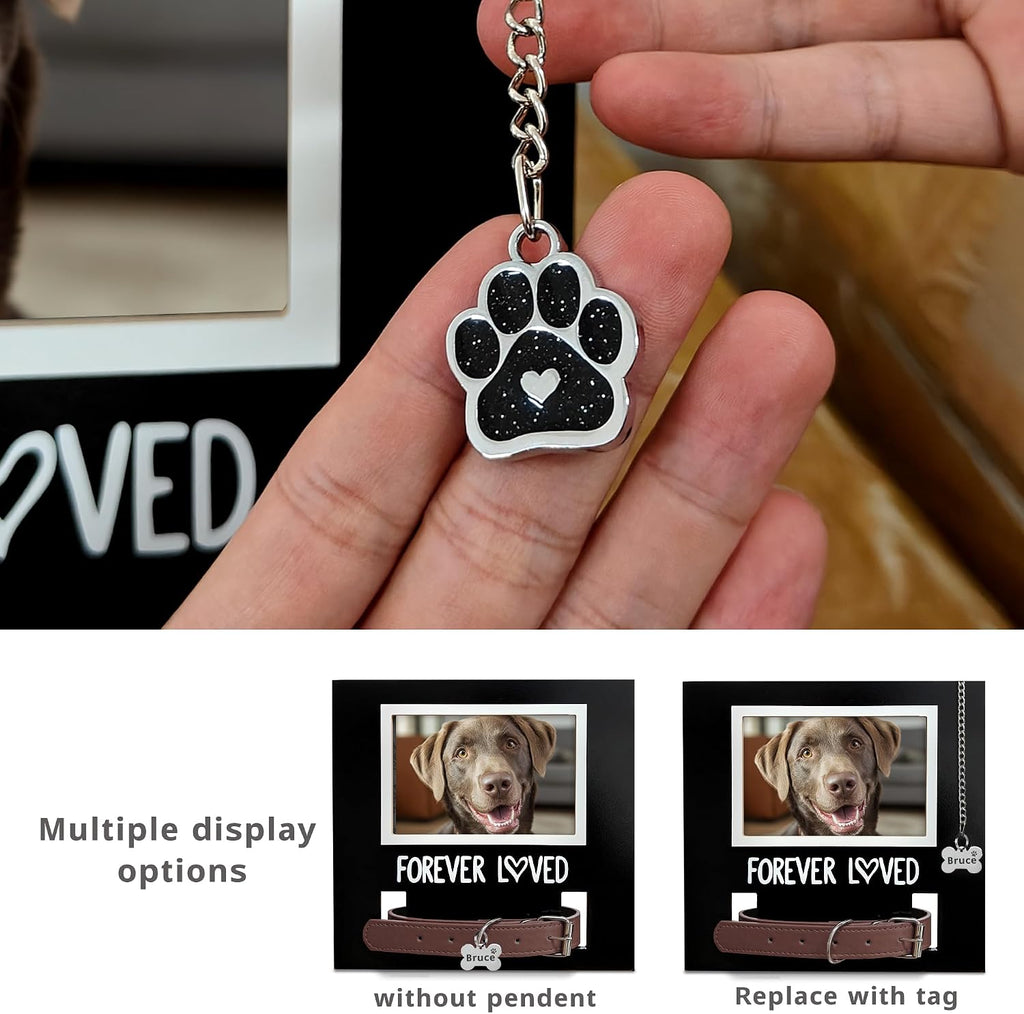 MYPAWLETS pet loss sympathy gift frame close up on the premium black wood finish