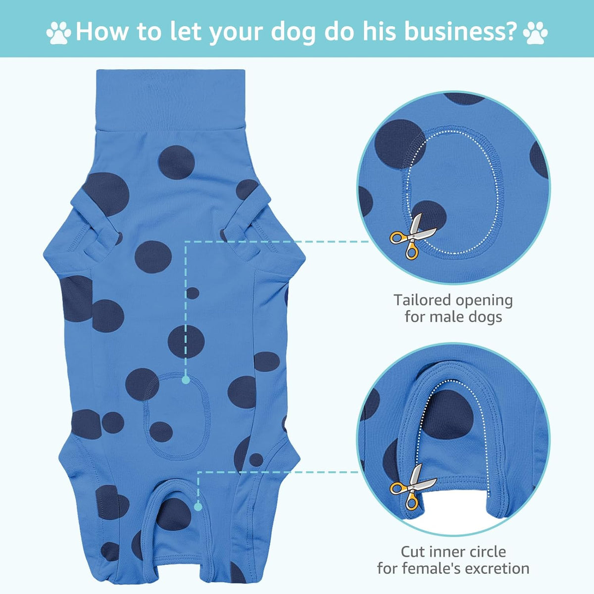 Comwish breathable cotton spandex dog surgical onesie abdominal wound care