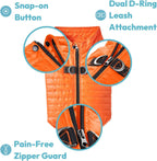 Blue Gooby puffer vest back zipper and zipper guard detail