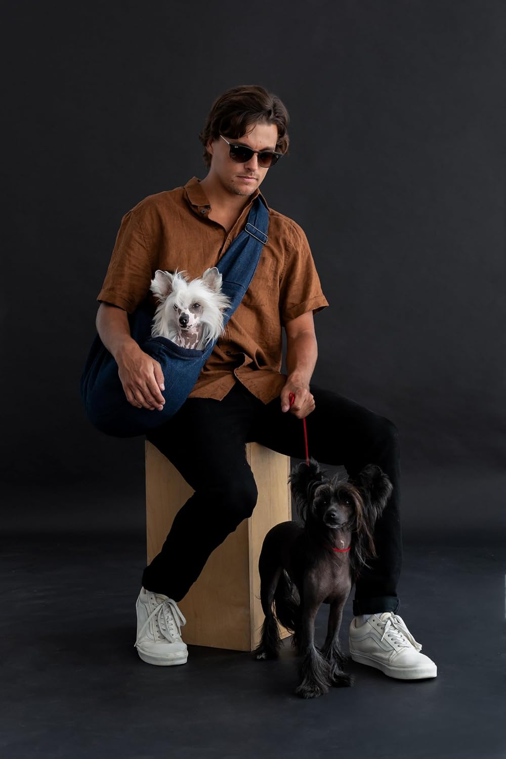 Interior view showing soft breathable fur lining of pet sling
