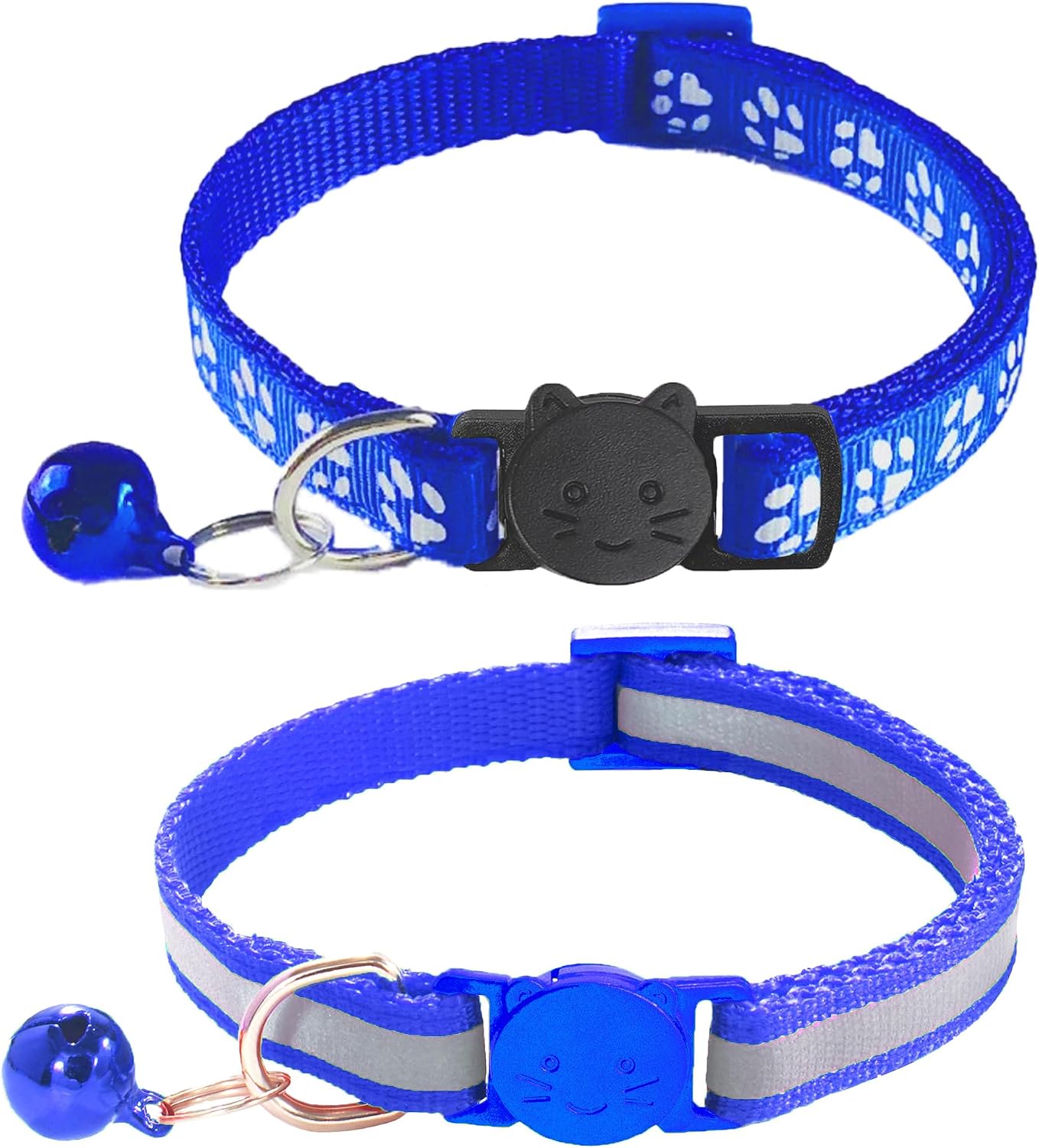 2 Pack Breakaway Cat Collars with Bells, Reflective Design and Claw Print Design, Safety Buckle Kitten Collars Adjustable from 7.5 to 12.5 Inches (Sky Blue) - Image 14