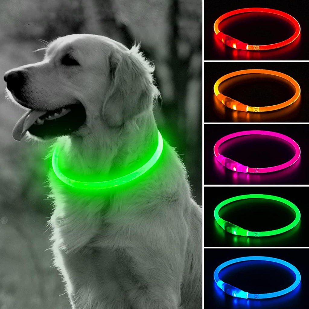 BSEEN LED dog collar front view in green