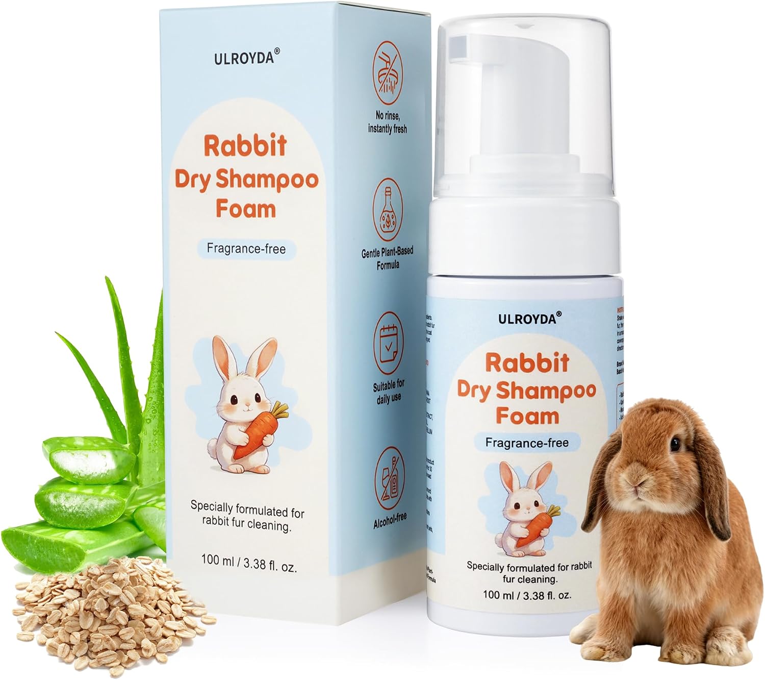 Ulroyda Waterless Rabbit Shampoo front view bottle packaging