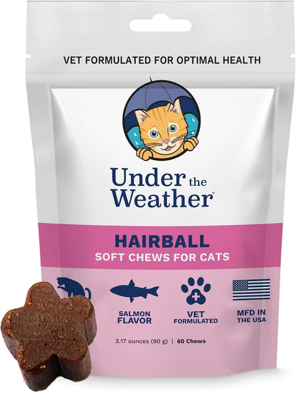 Under The Weather star shaped salmon flavored cat hairball supplement chews