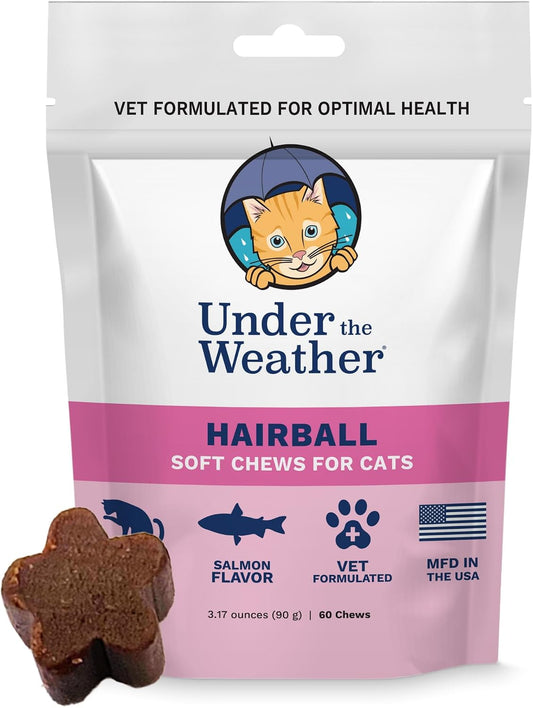 Under The Weather star shaped salmon flavored cat hairball supplement chews