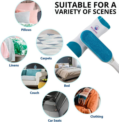 Travel sized pet hair remover brush for car seats