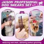 JASON purple stainless steel dog shears showing the safety rounded tip design close up