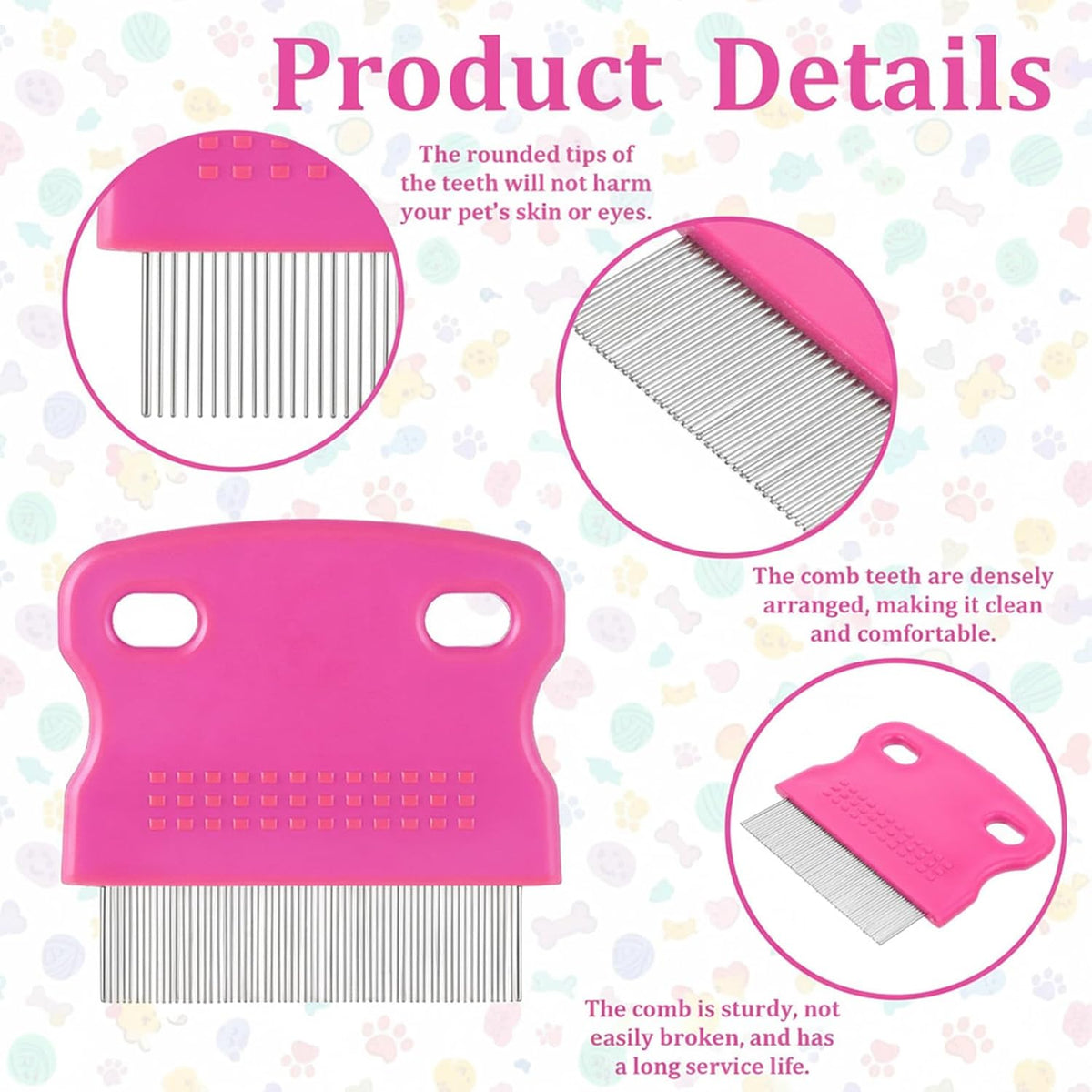 Zelphvt cat flea comb assortment package in red green blue pink yellow