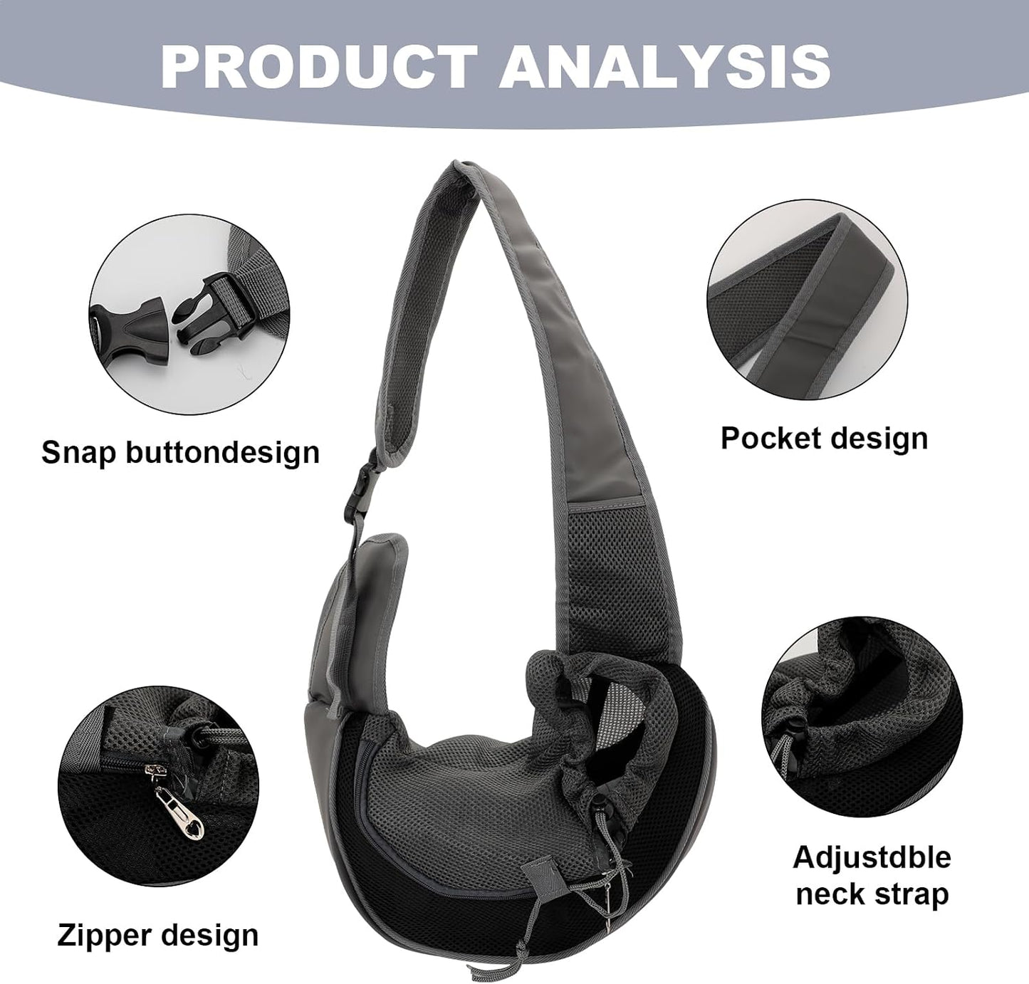 Close up of breathable mesh material on Shuixiong pet sling