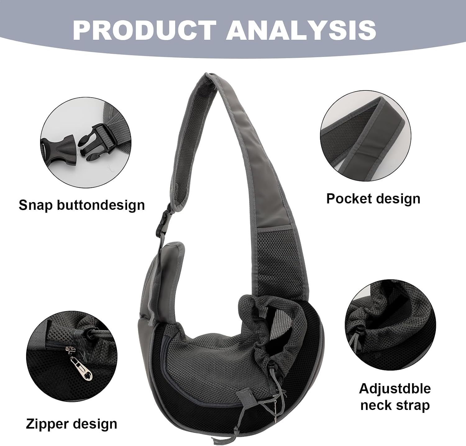 Close up of breathable mesh material on Shuixiong pet sling
