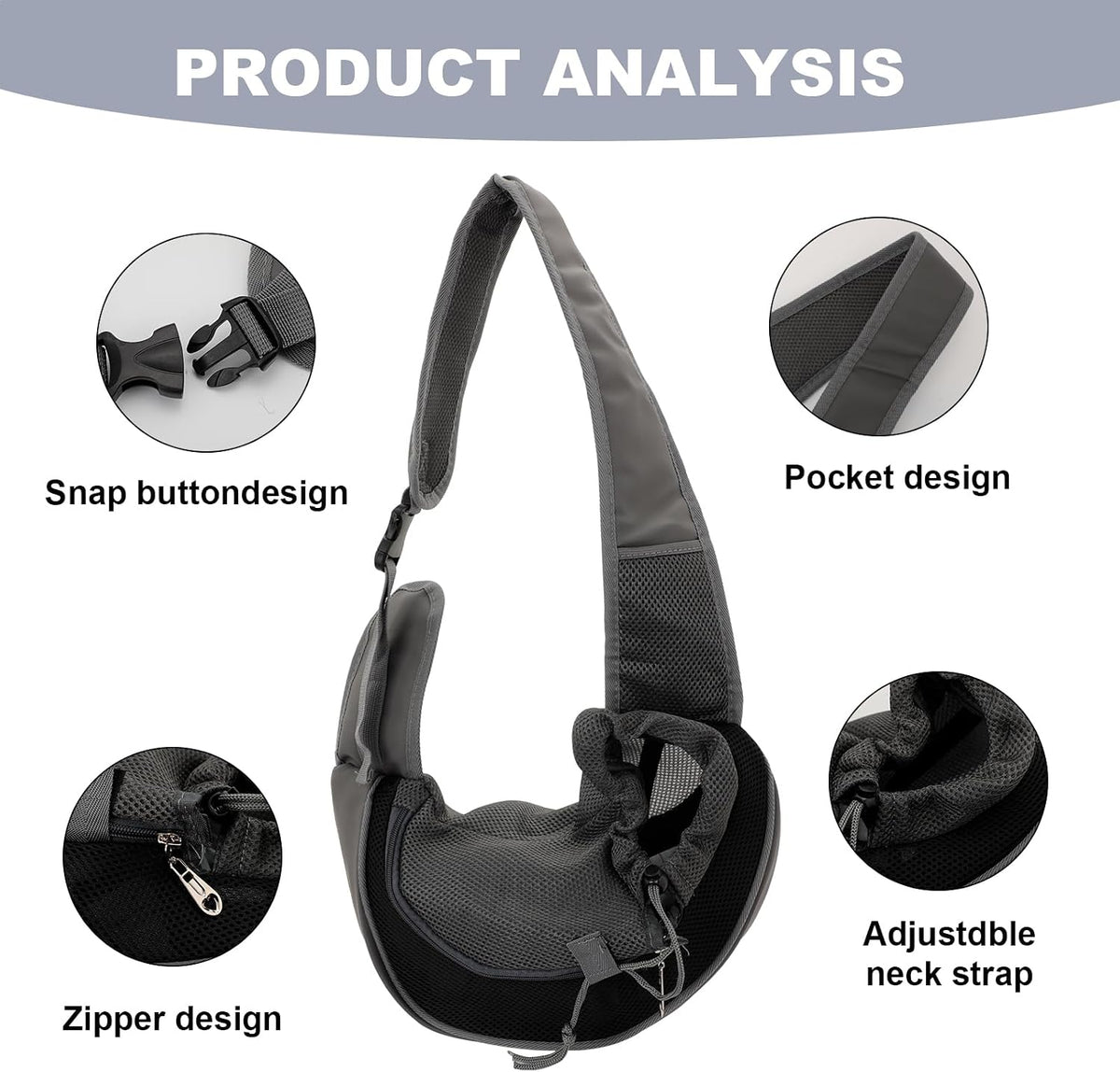 Close up of breathable mesh material on Shuixiong pet sling