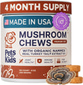 Pets Are Kids Too Turkey Tail Mushroom Chews front view of the packaging container.