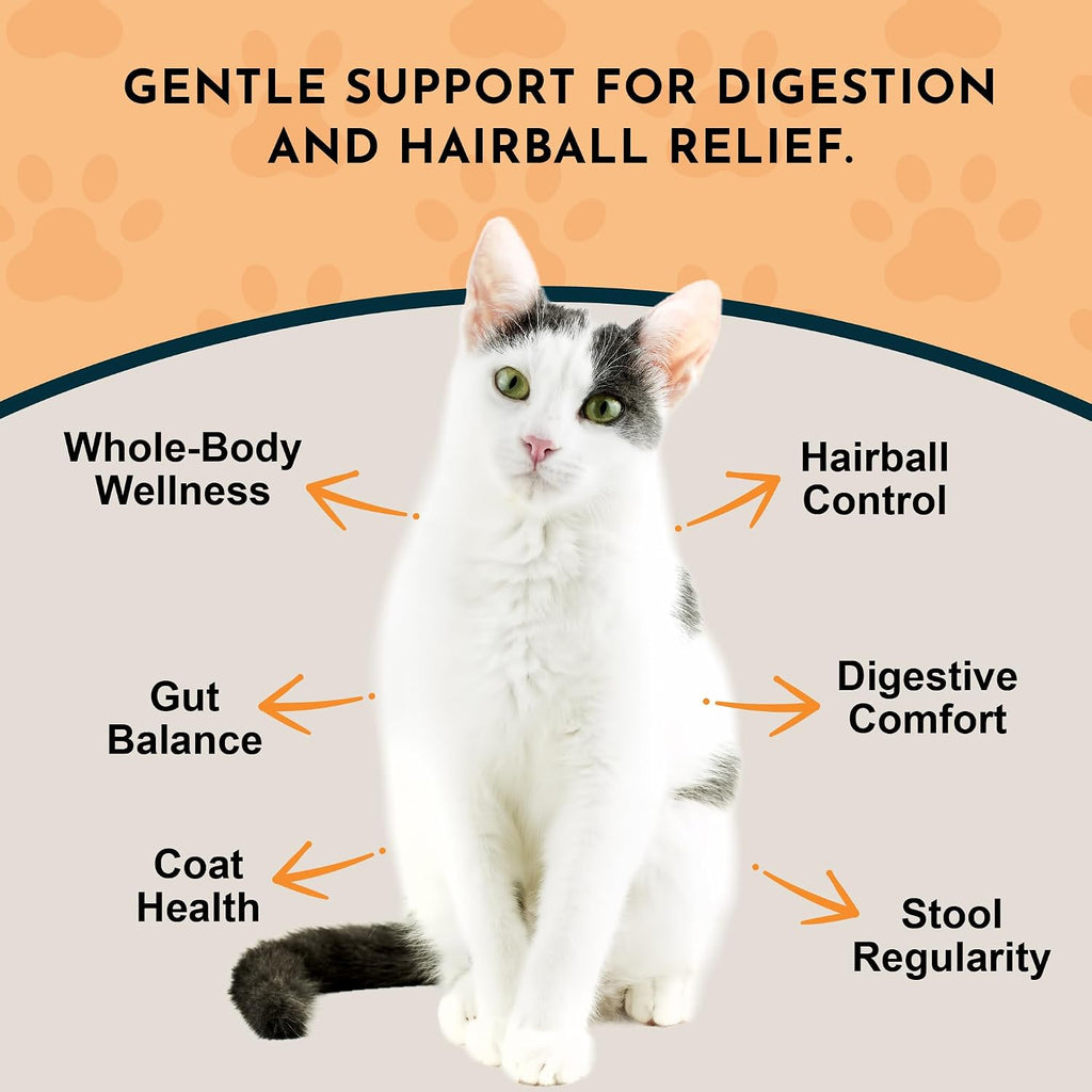 Organic marshmallow root extract hairball remedy packaging details and product size.