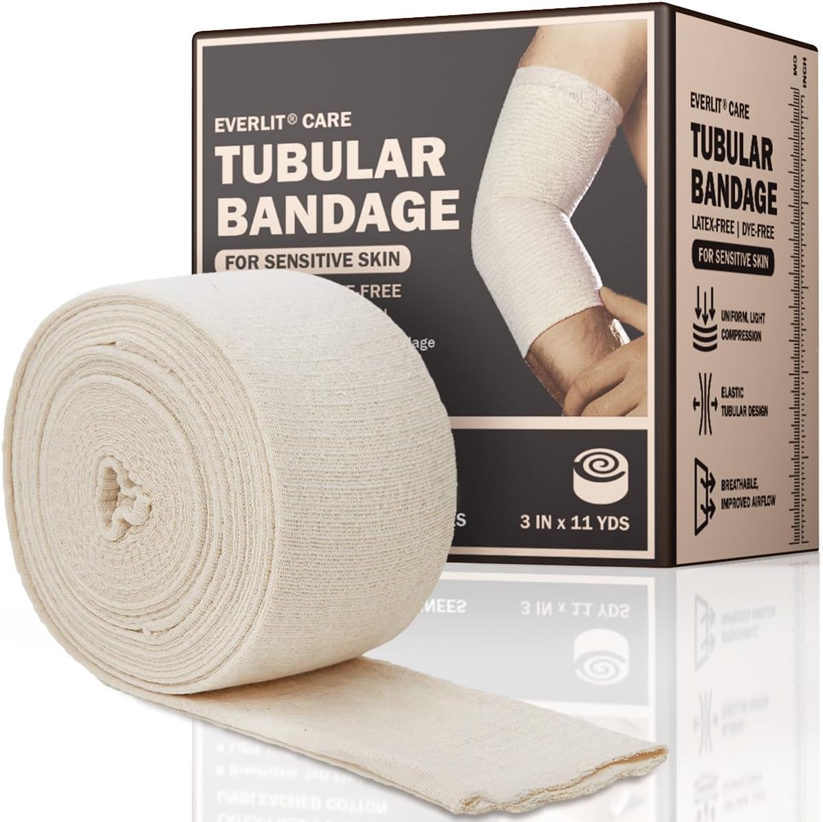 Everlit 560D Cotton Blend Elasticated Tubular Support Bandage front view packaging.