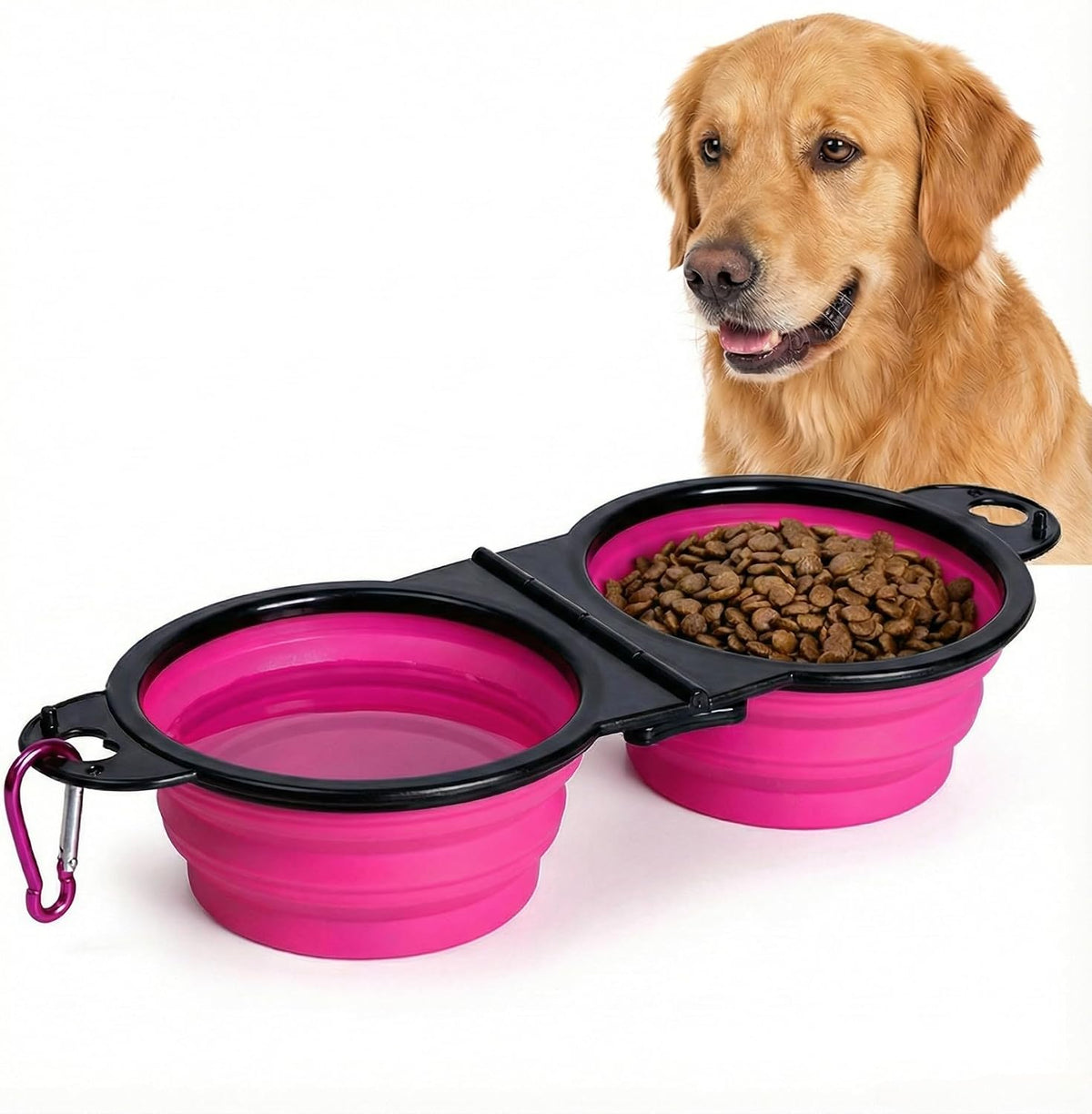 Collapsible Dog Bowls for Travel, Portable Pet Food and Water Bowl, Blue | 13.5 oz each, folds flat, carabiner clip, walking, hiking, camping, for small and medium pets - Image 10