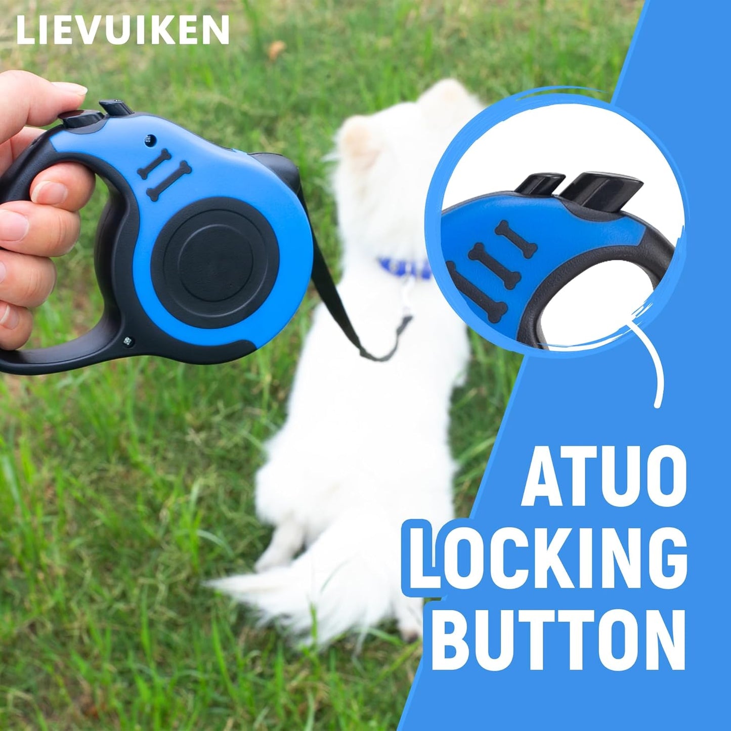 Durable metal hook of Lievuiken retractable pet leash