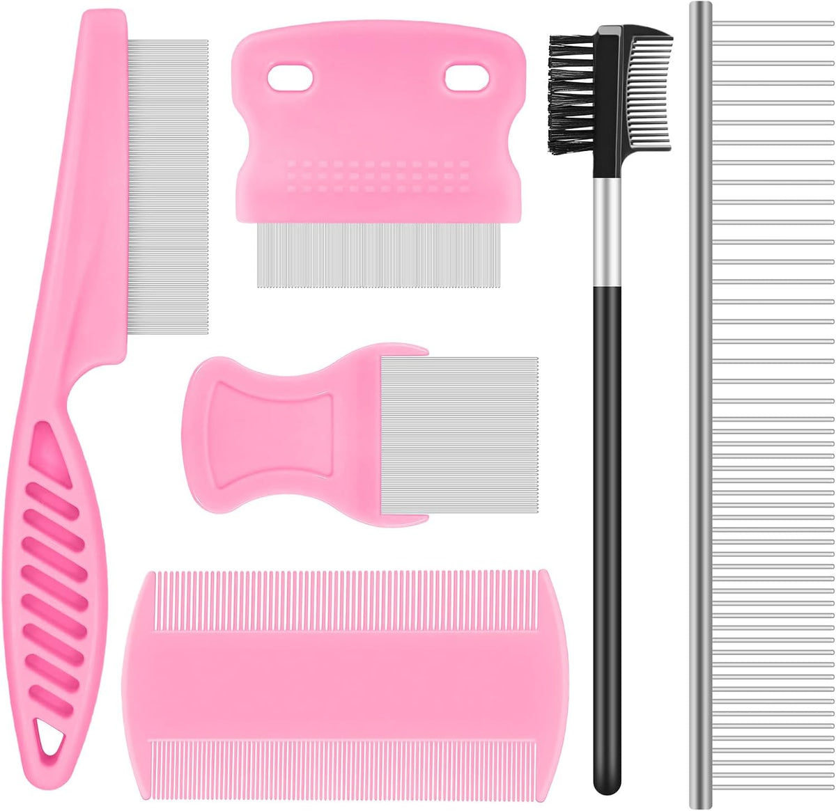 Kerros 6-Pack Professional Pet Grooming Kit stainless steel flea comb set