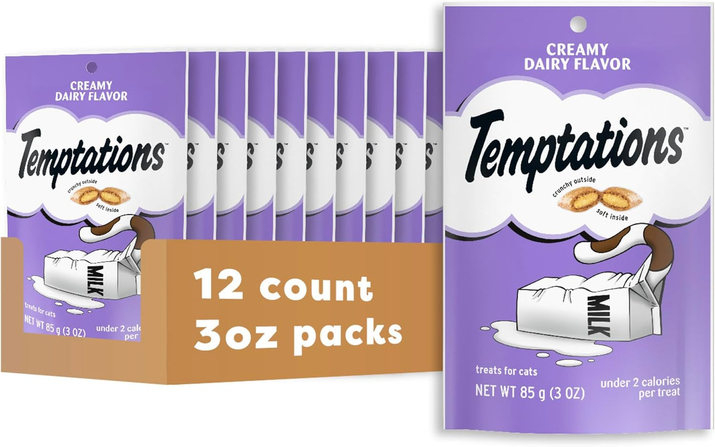 Temptations Cat Treats, Classic Crunchy and Soft Cat Treats, Creamy Dairy Flavor, 16 oz. Tub - Image 15