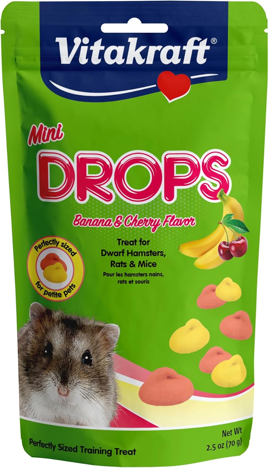 Vitakraft Mini Drops Cherry Banana treats front view packaging