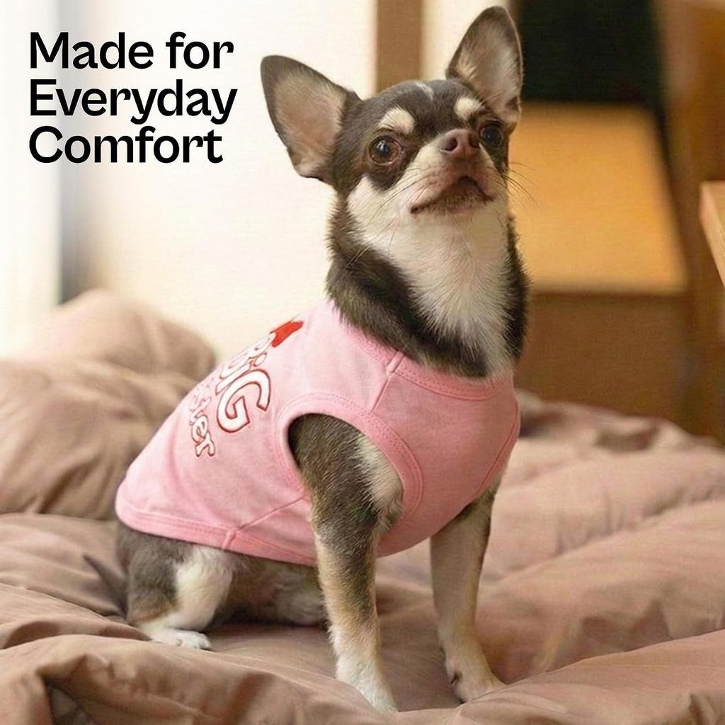 Back view of pink dog shirt with bow detail