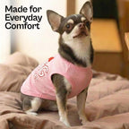 Back view of pink dog shirt with bow detail