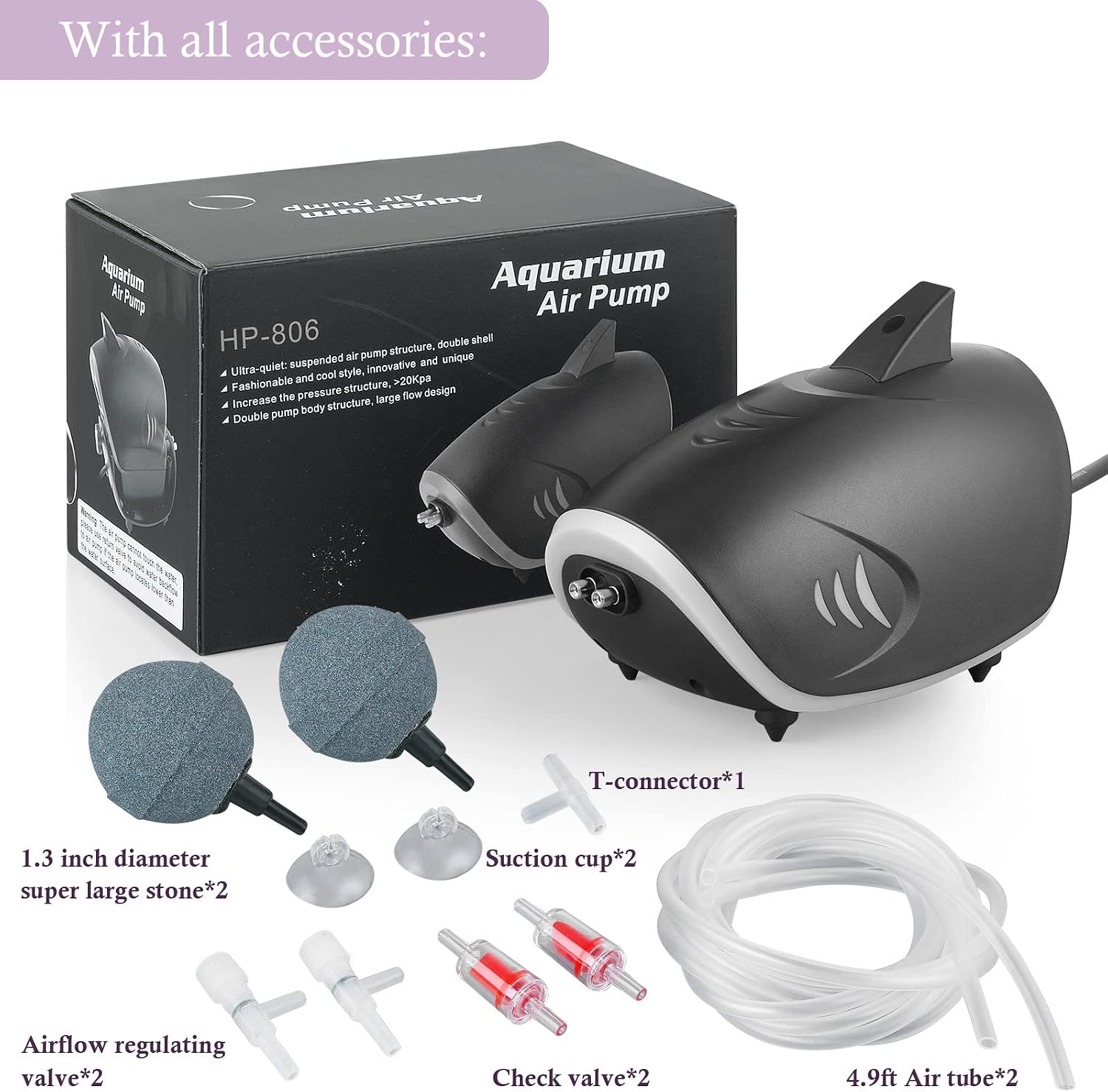 Hitop aquarium air pump accessories including air stones and check valves