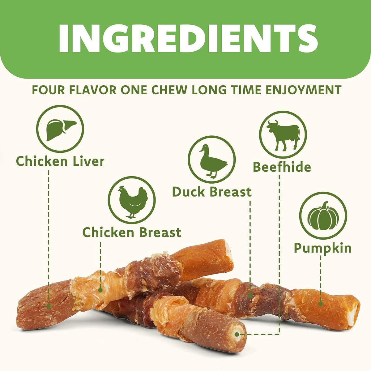 Mon2sun dog treats chicken duck and liver ingredients
