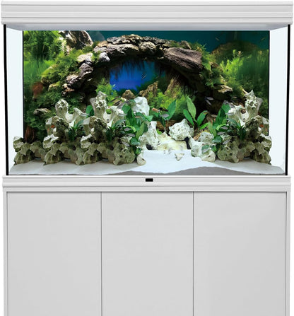 AWERT vinyl fish tank backdrop showcasing realistic lake and aquatic plant imagery