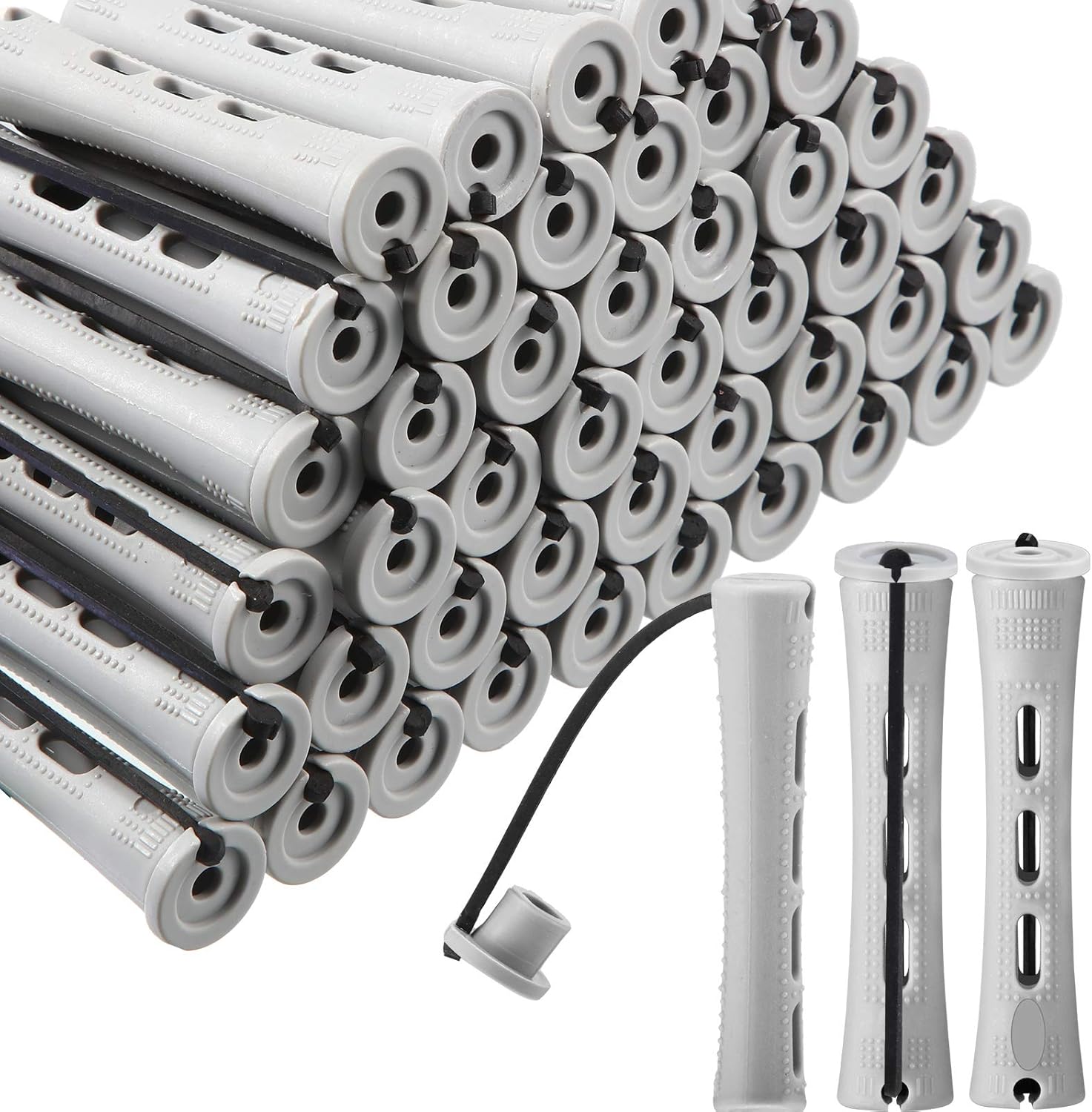 WILLBOND short perm rods set front view showing sixty pieces of gray plastic rollers.