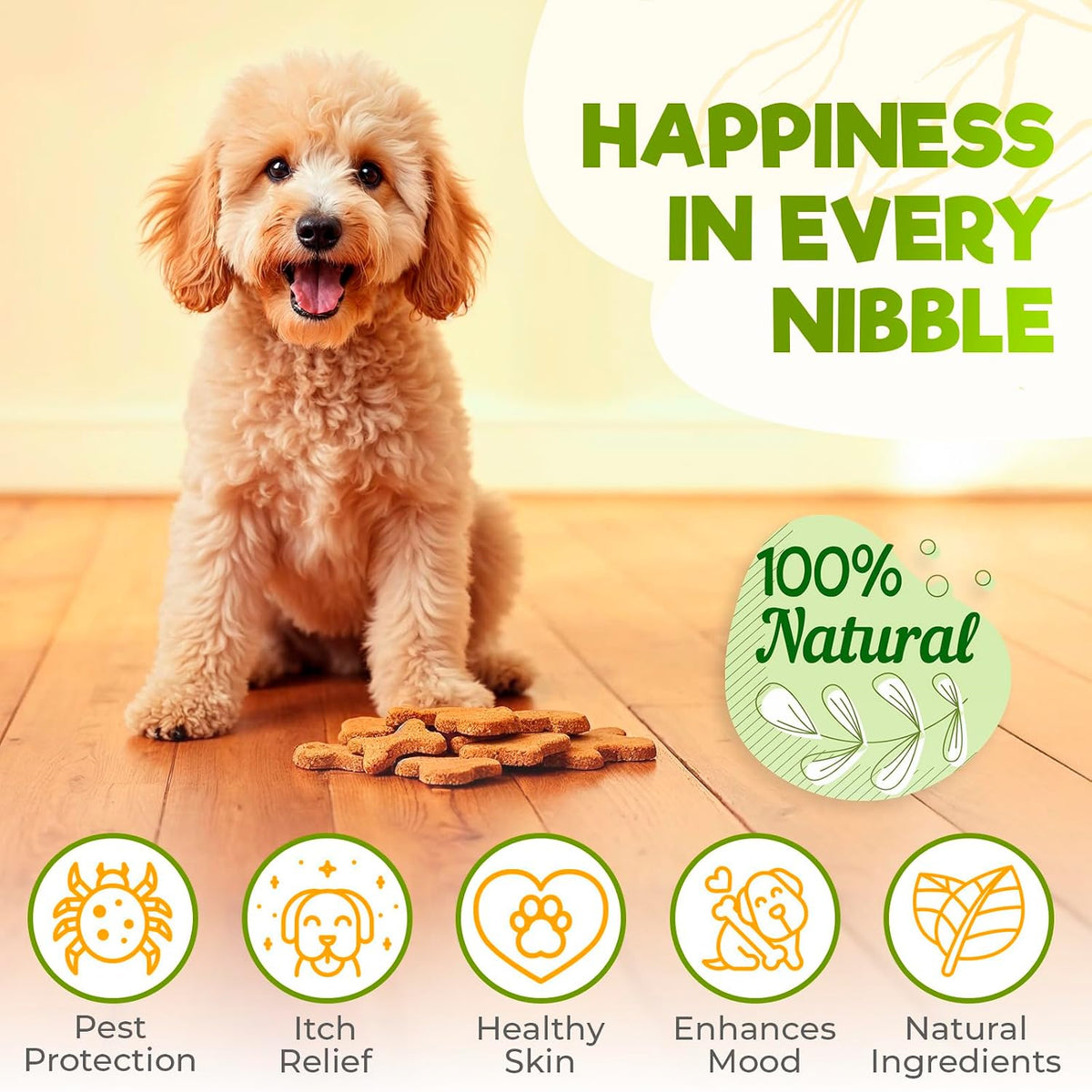 ZENO natural oral dosage pest control soft chews for dogs close up shot.