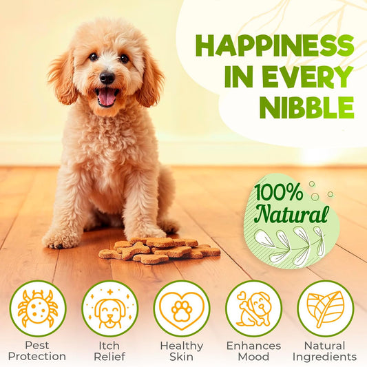 ZENO natural oral dosage pest control soft chews for dogs close up shot.