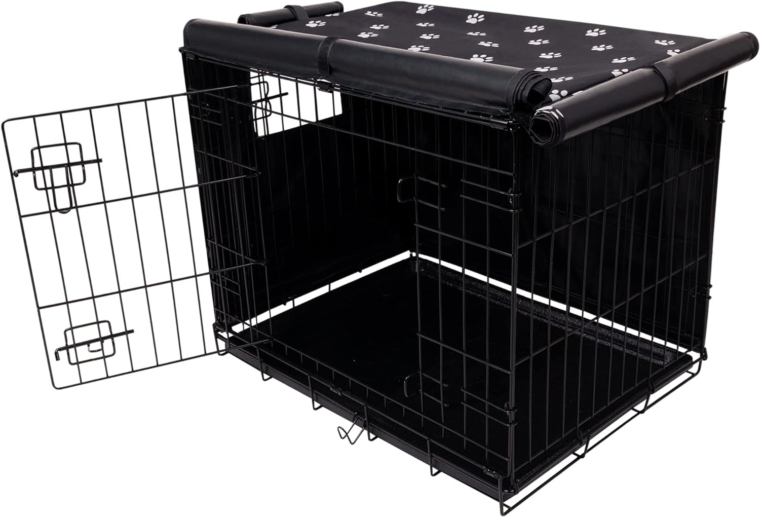 Pet Prime dog crate cover 24 inches front view premium black kennel privacy shield