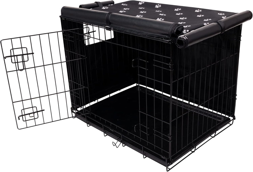 Pet Prime outdoor dog crate cover setup inside a living room.