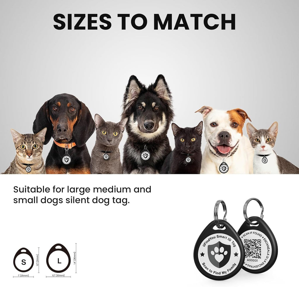 ILFINDYOU smart pet name tag being scanned by a smartphone camera to display the online profile.