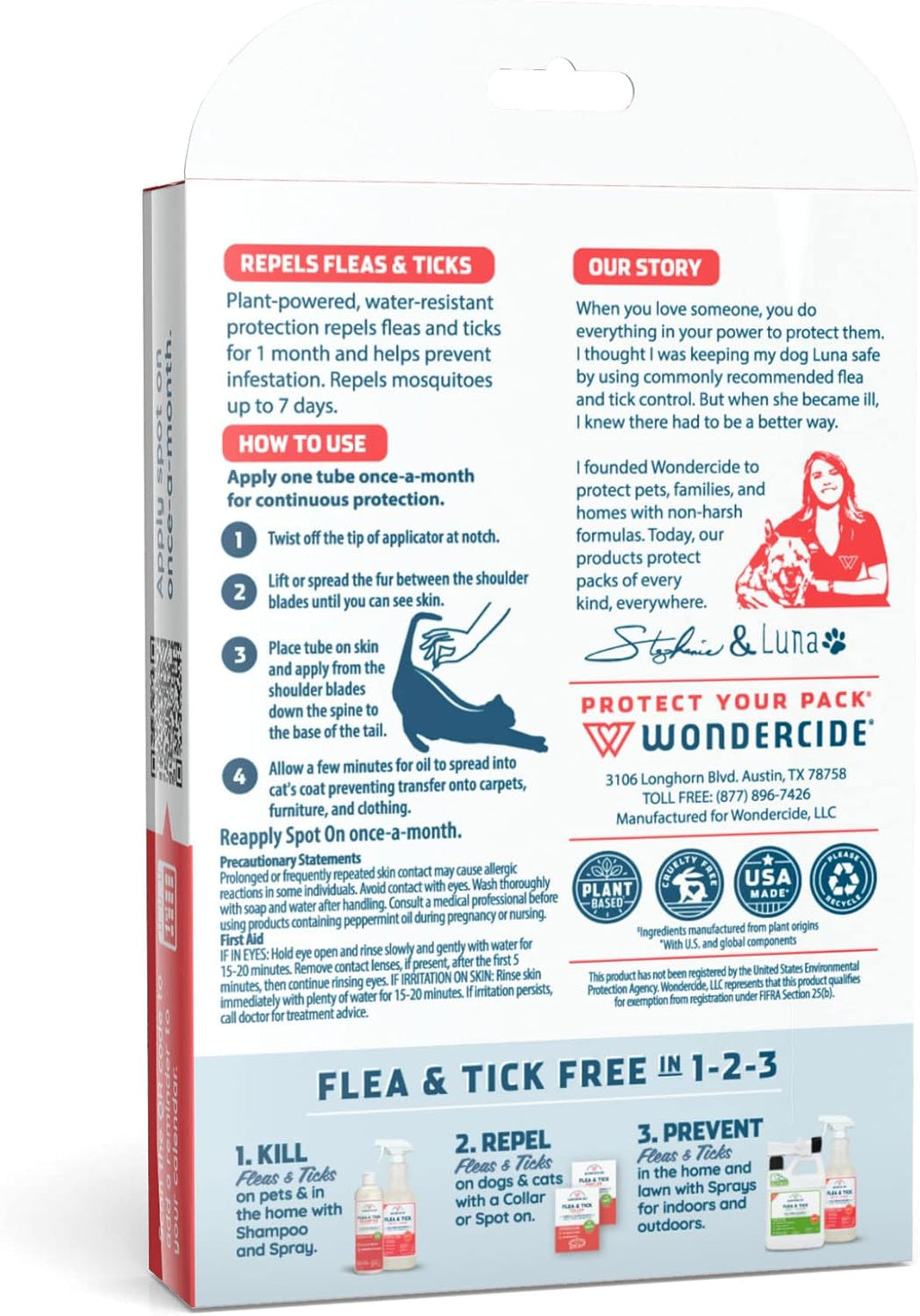 Authentic Wondercide imported pet care product packaging highlighting mosquito repellent benefits.