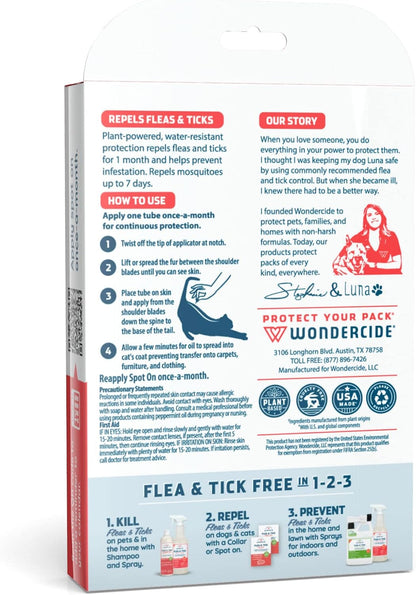 Authentic Wondercide imported pet care product packaging highlighting mosquito repellent benefits.