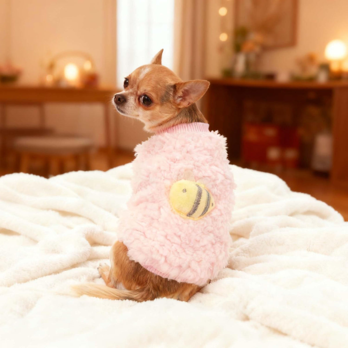 FLAdorepet puppy pet clothes three pack displayed flat to show pink and red winter options.