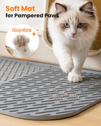 Raised borders and drainage outlet detail on the extra large grey litter mat.
