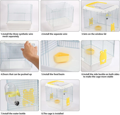 Hamster Travel Portable Carrier Cage Small Animal Carry Case with Water Bottle&foodbowl& for Dwarf Hamster,Ferrets,Hedgehog,Chinchilla(White) - Image 6