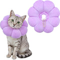 Hpmjz cat cone collar comfy flower style front view purple recovery collar for kittens