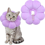 Hpmjz cat cone collar comfy flower style front view purple recovery collar for kittens