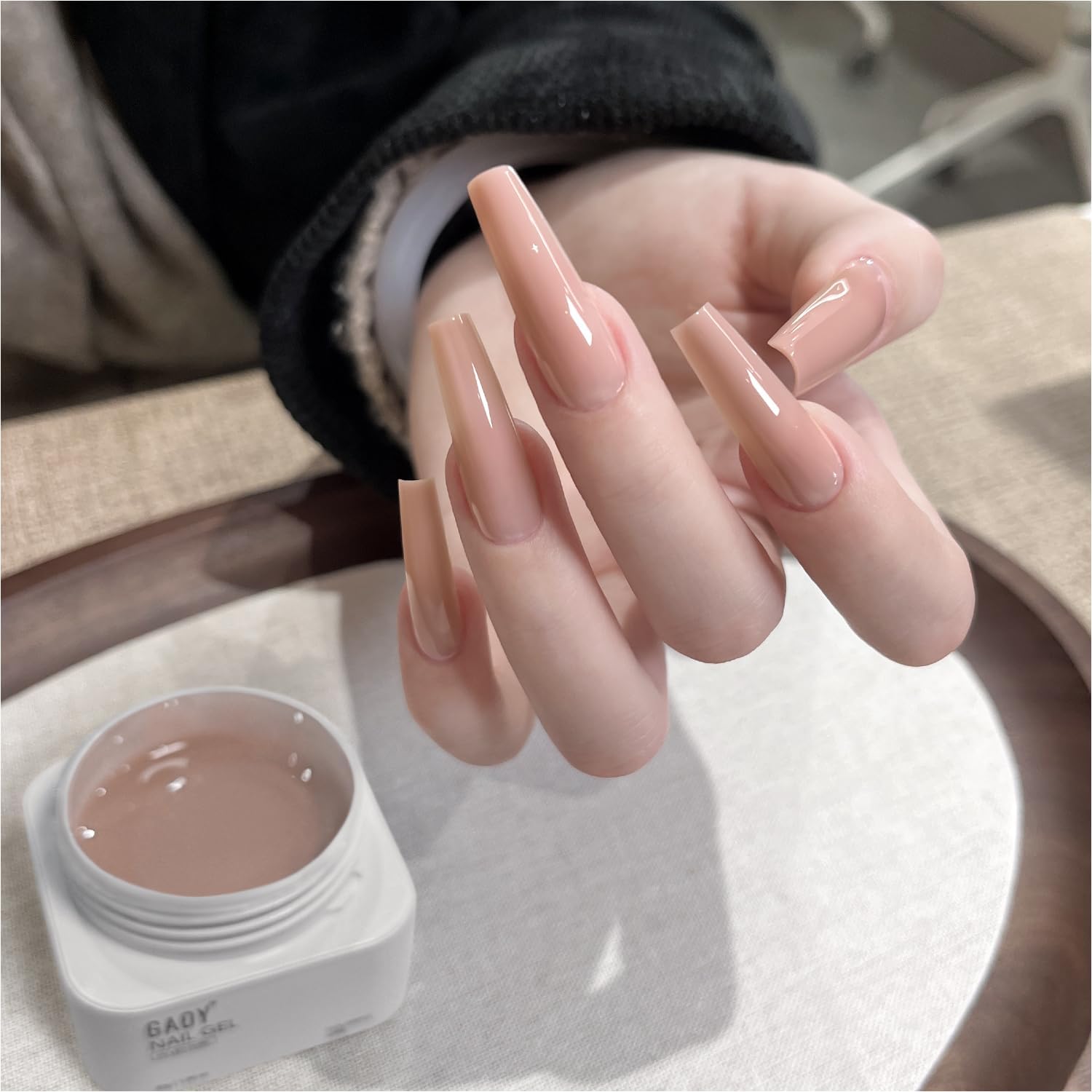 GAOY watery crystal poly gel in nude skin tone 02 for natural nail extensions